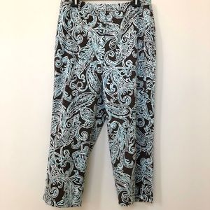 TALBOTS ~ Dressy Lined Cropped Pants~ Paisley Print ~ Silk Blend ~ Size 12 P